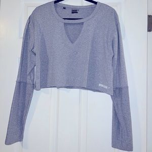 Gymshark Power Down Crop Top - Steel Blue